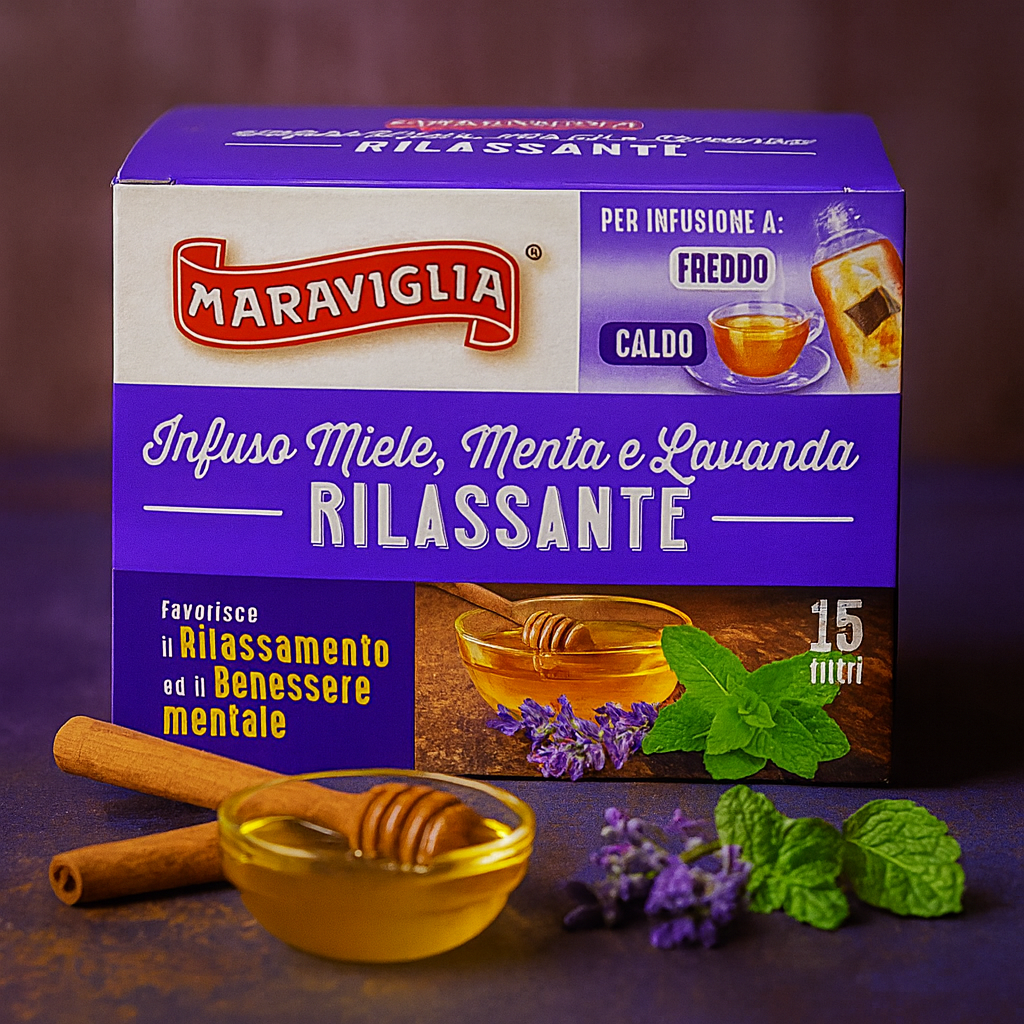 RISTORA filter tea of honey, mint and lavender - relax, box of 15 pcs - tea packet